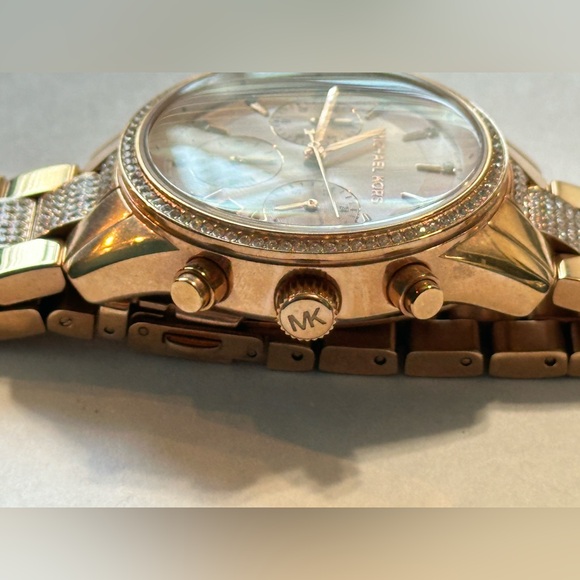 Michael Kors Ritz Pave Rose Gold-Tone Chronograph Watch - Picture 11 of 14